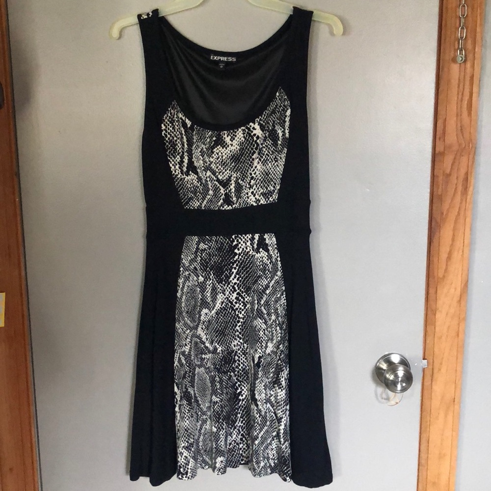 Express snakeprint/black dress.
